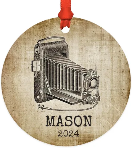 Miniatura 12 de Andaz Press Adorno de cámara de película personalizada de metal de 3.5 pulgadas 2026, el mejor fotógrafo de la historia, adornos de cámara