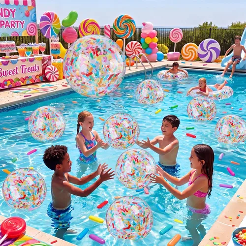 Miniatura 8 de Yinder 24 piezas de bola de playa inflable de 6 pulgadas, bola flotante de piscina bajo el mar, decoraciones de fiesta, burbuja, océano, juguetes