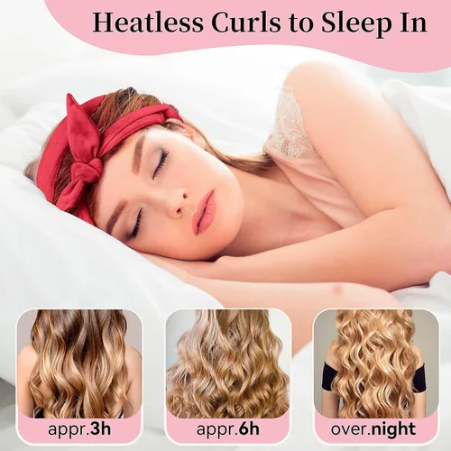 Miniatura 4 de Diadema de Varilla Rizadora sin Calor, Mejorada de 60" Extra Larga, Diadema de Rizos sin Calor, Rizadores de Cabello Suaves para Dormir, Rodillos