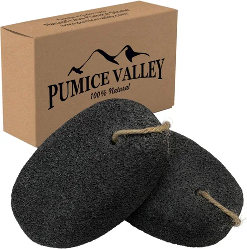 Piedras pómez para pies - Lava natural de la tierra negra Paquete de 2 - Removedor de callos/maíz para talones y palma de los pies - Herramienta de