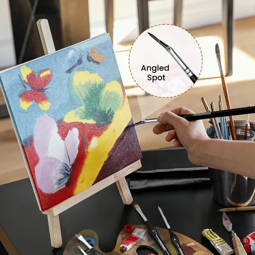 Miniatura 2 de Juego de 15 pinceles de pintura con microdetalles con estuche portátil para pintura al óleo, acuarela y acrílica, juego de pinceles de pintura