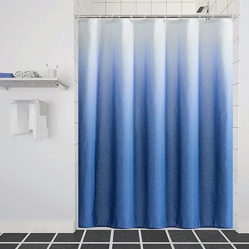 Miniatura 7 de Furlinic Cortina de ducha negra de 60 x 72 pulgadas, cortinas de ducha de tela con peso ombré para baño, hotel, spa, lujo, juego de cortina de ducha