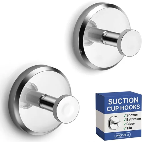 HOME SO Ganchos de ventosa para ducha y baño, toallero de baño, paquete de 2 – Ganchos de ventosa para colgar toallas, batas y abrigos – azulejos,