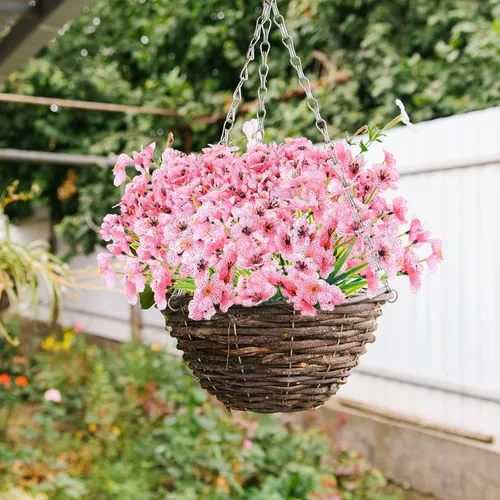 Miniatura 5 de Jutom 24 piezas de flores artificiales para decoración al aire libre, flores sintéticas de seda resistentes a los rayos UV, plantas a granel, Azul