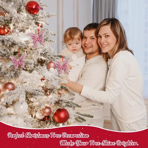 Miniatura 3 de WhatSign Adorno de Navidad de mariposa 2025 – Adornos colgantes brillantes de monarca para decoración de árbol de Navidad, regalos de recuerdo