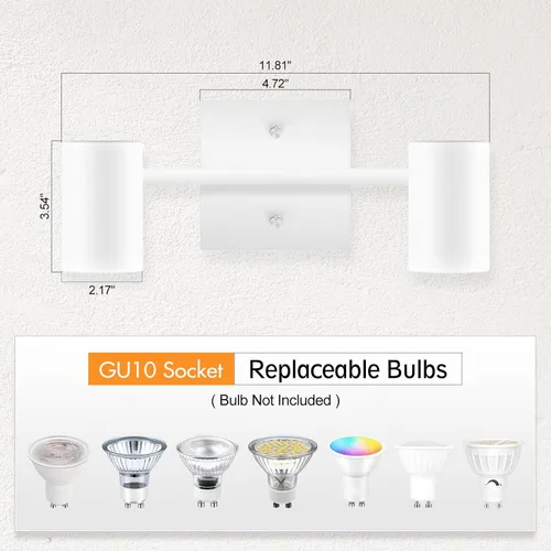 Miniatura 3 de BoostArea Kit de iluminación de pista de 2 luces, iluminación de pista LED con zócalo GU10, cabezales de luz flexiblemente giratorios, modernas
