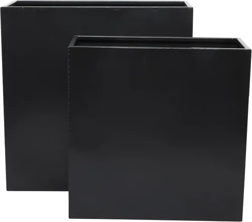 Miniatura 11 de Deco 79 Maceta de metal para interiores y exteriores, maceta rectangular grande, juego de 2 macetas de 28 pulgadas, 24 pulgadas de alto, color blanco