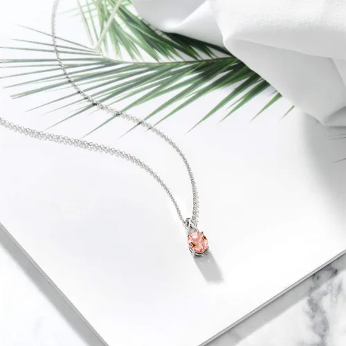 Miniatura 74 de Gem Stone King Collar de plata de ley 925 con piedra natal ovalada de 0.354 x 0.276 in Collar con colgante solitario para mujer Con cadena
