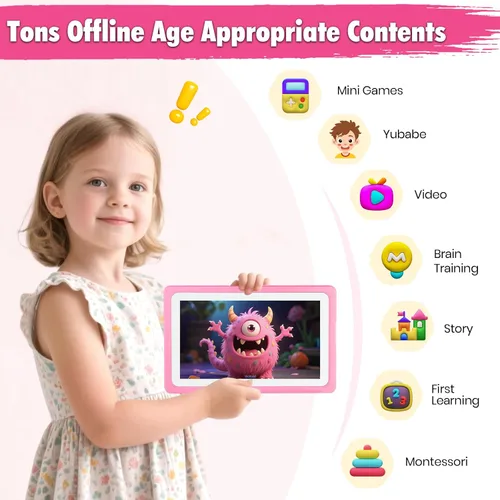 Miniatura 4 de Tablet para niños de 7” de UJoyFeel con control parental, tabletas WIFI para niños pequeños con muchas aplicaciones de aprendizaje para niños sin