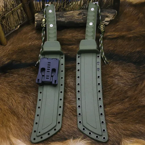 Miniatura 6 de BA-KOR Cuchillo para exteriores de estilo japonés de espiga completa de 15.8 pulgadas – acero DC53 de 0.31 pulgadas, mango y funda de fibra de Hoja