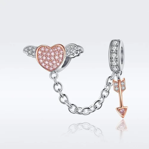 Miniatura 2 de Abalorio de plata de ley 925 con diseño de corazón auténtico, 100 % auténtico, para pulsera Pandora, collar de mujer, metal común, Abalorios de oro