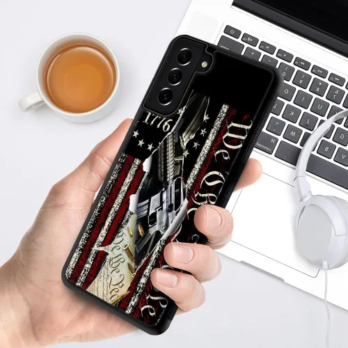 Miniatura 5 de DJSOK Funda compatible con Samsung Galaxy S22 Ultra, diseño con patrón de parachoques trasero, esquinas reforzadas contra arañazos, esquinas Bandera
