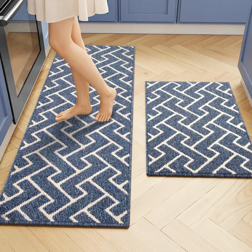 Miniatura 10 de hicorfe Juego de 2 tapetes de cocina antideslizantes para piso, cómodas alfombras de cocina lavables para pasillos, entrada, cuarto de servicio