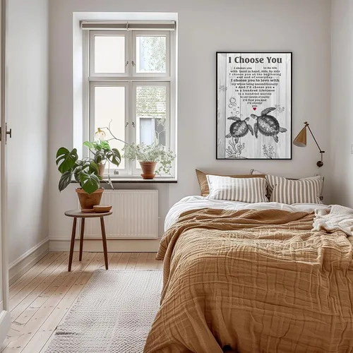 Miniatura 6 de YUOPTKITR Póster inspirador de tortuga para decoración de pared, impresiones en lienzo con texto en inglés "I Choose You", pinturas en lienzo