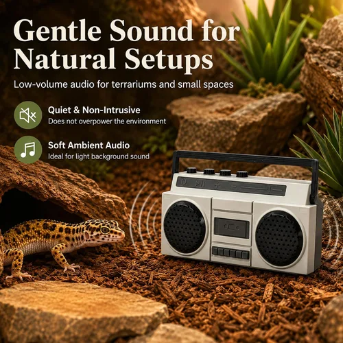 Miniatura 4 de Sourcingbay - Mini altavoz Bluetooth retro, recargable por USB, color gris 2W close range sound for desks shelves bedside tables display styling