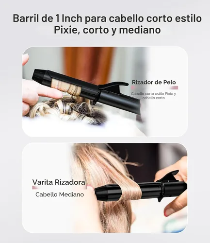 Miniatura 3 de FARERY Rizador de viaje, mini rizador de pelo de 1 pulgada, tamaño de viaje con 3 temperaturas ajustables, doble voltaje de 100-240 V, apagado