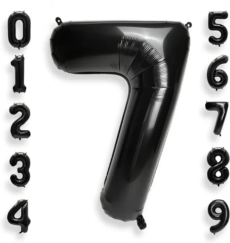 Miniatura 45 de AULE Globos grandes de 40 pulgadas, número 0, negros, grandes, de papel de aluminio, globos de número de helio 0-9, gigantes, jumbo, felices