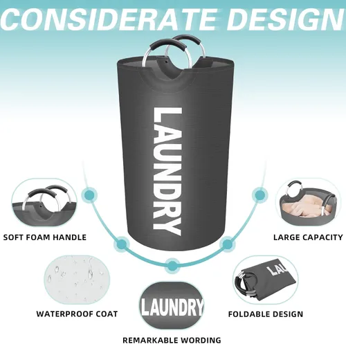Miniatura 4 de StorageRight Cesta Grande de Ropa Sucia de 90L, Cesto de Ropa Sucia, Cesto de Ropa Sucia para Lavandería, Plegable, Cestas de Ropa Impermeables