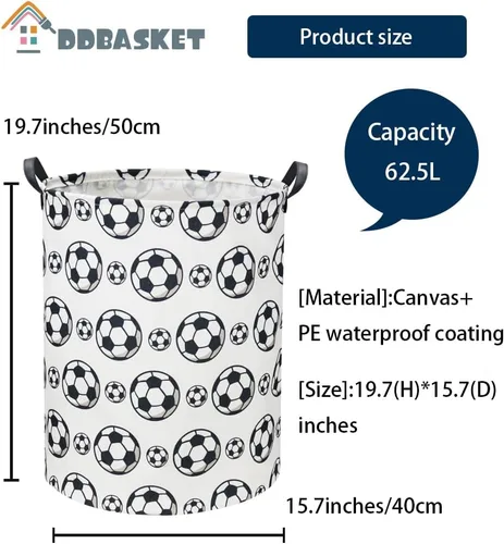 Miniatura 2 de Cesta de fútbol para niños, cesta de fútbol para guardería, lindo contenedor de almacenamiento para niños, organizador de habitación para el hogar