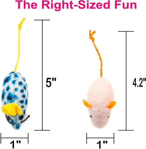 Miniatura 2 de Fashion's Talk Mouse Cat Toys - Ratones de felpa suave con hierba gatera, estilo surtido, paquete variado de 32