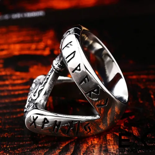 Miniatura 4 de Anillo de Mjolnir de martillo de Thor rúnico 316L de acero inoxidable nórdico escandinavo vikingo joyería