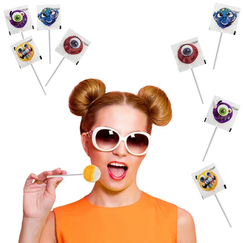 Miniatura 3 de Fruidles Piruleta de monstruo de Halloween, caramelos variados, rellenos de bolsas de golosinas, envueltas individualmente (1 libra)