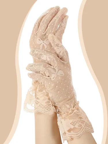 Miniatura 5 de SATINIOR Women's Lace Gloves Bow Floral Bridal Wedding Gloves for Tea Party Summer Prom Costume Accessories