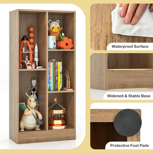 Miniatura 5 de Costzon 5-Cube Kids Bookshelf, 41” Tall Wooden Toy Storage Organizer for Books Toys, 3-Tier Storage Cabinet, Bookcase for Kids Room, Playroom
