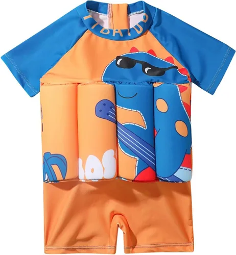 Miniatura 8 de Traje de baño de una pieza para niñas y niños, hawaiano, playa, deporte, verano, traje de baño Azul claro - pterosaurio
