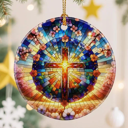 Miniatura 8 de Adorno de Cruz Católica, Adornos de Navidad Cristianos, Adornos de Árbol de Navidad, Decoración Religiosa de Vacaciones Regalos para Cristianos