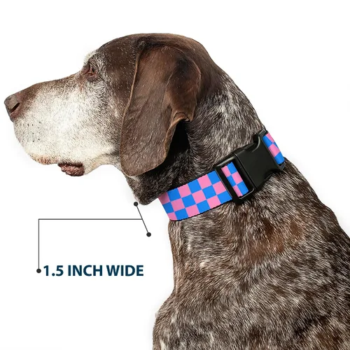 Miniatura 7 de Collar de clip de plástico BUCKLE-DOWN Checker – Color Negro/Rosa – 1/2" de ancho – Compatible con cuello de 9 – 15" – grande