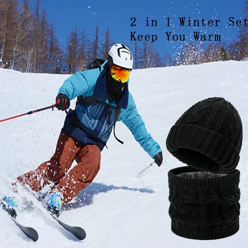 Miniatura 5 de Bufanda y sombrero infinito para invierno, calentador de cuello de doble capa, forro polar, bufandas circulares