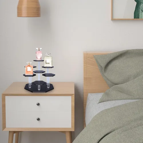 Miniatura 3 de Soporte de acrílico para cupcakes con diseño estable patentado de 7 niveles, organizador de perfumes transparente y elevador de exhibición