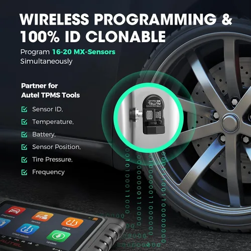 Miniatura 5 de Autel Sensor TPMS, sensor MX-2 en 1 (315 MHz + 433 MHz) para el 99% de los automóviles, programación inalámbrica 100% clonable, igual que