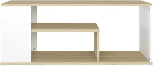 Miniatura 4 de Mesa de centro central, mesa central rústica de granja, adecuada para sala de estar, oficina, balcón, estudio blanco y roble Sonoma de 39.4 x 19.7 x