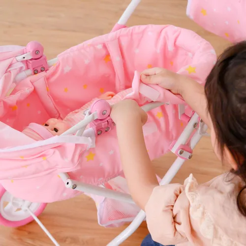 Miniatura 8 de Olivia's Little World - Carriola de Paseo con Cuna para Muñecas, Carriola de Muñecas para Niñas de 3, 4, 5 Años, Carriola de Juguetes para Niños