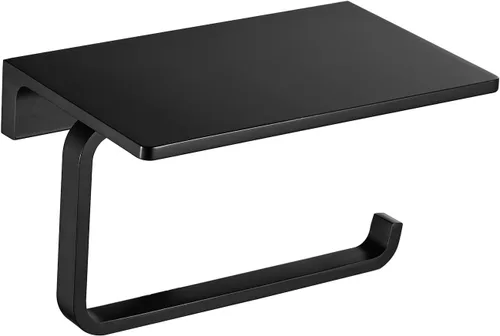 Miniatura 15 de Soporte de papel higiénico de doble rollo con estante de latón macizo y dispensador de pañuelos de estilo hotelero superior, almacenamiento