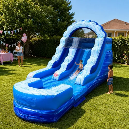 Miniatura 14 de TentandTable Tobogán acuático inflable para niños y adultos, diversión acuática gigante de grado comercial, incluye soplador de aire eléctrico, 35