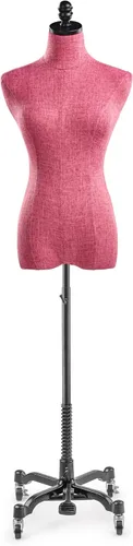 Miniatura 6 de TSC - Maniquí de forma de vestido de exhibición femenina en lienzo natural sobre base metálica con ruedas (bronce, grande)