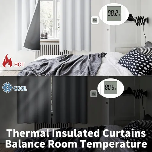 Miniatura 4 de BGment - Cortinas con aislamiento térmico para habitación, 100 % opacas, con forro negro, cortina de doble capa con ojales, reduce el ruido