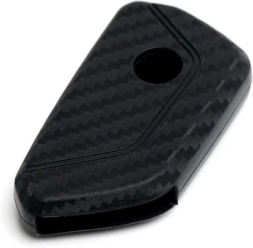 Miniatura 7 de iJDMTOY Funda para llavero de silicona suave con patrón de fibra de carbono negra con rayas rojas compatible con Volkswagen MK8 Golf/GTI ID 4, Skoda