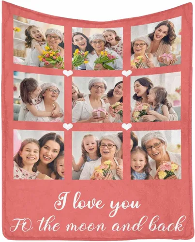 Miniatura 10 de InterestPrint Regalos personalizados para mamá, manta personalizada con fotos y fotos familiares, regalos de cumpleaños para el día de la madre
