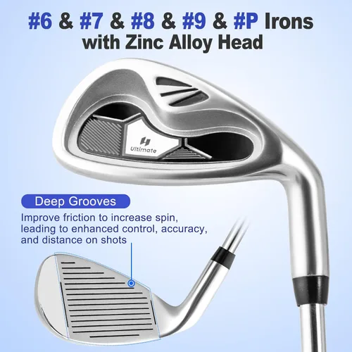 Miniatura 3 de Tangkula 9/10 Pieces Men's Complete Golf Clubs Set, Golf Club Package Set with 460CC Driver, Fairway Wood & Hybrid, Irons, Putter, Portable Regular