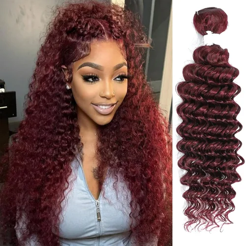 Paquete de cabello humano virgen brasileño de 12 pulgadas, color borgoña 99j, extensiones de cabello humano virgen brasileño para mujeres