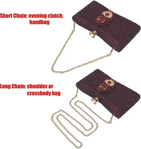 Miniatura 7 de HUANG ZHUANG Bolso de noche con diamantes de imitación y purpurina para mujer, bolso de noche para fiesta, boda, lindo bolso