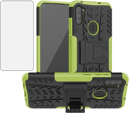 Miniatura 9 de Funda para teléfono Samsung Galaxy A11 con protector de pantalla de vidrio templado y soporte, resistente, accesorios de protección híbrida rígida