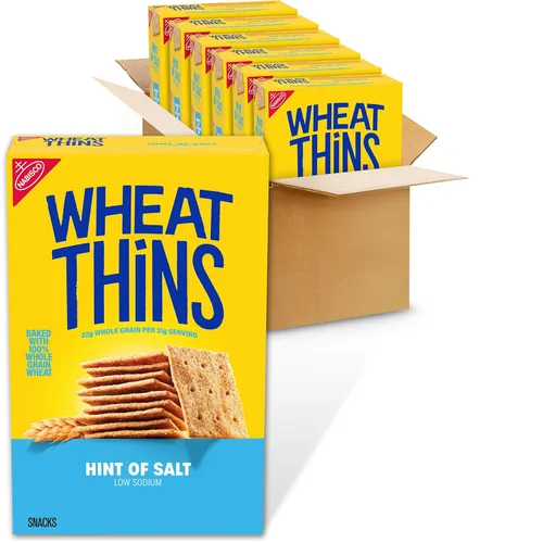 Wheat Thins Galletas con un toque de sal, bajas en sodio, galletas integrales de trigo, paquetes a granel, 6 cajas de 8.5 onzas cada una