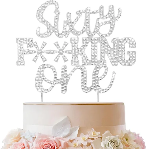 Miniatura 80 de LINGTEER Veintiún divertidos adornos dorados para tartas con diamantes de imitación – Saludos a los 21 años de edad, decoración de centros de mesa