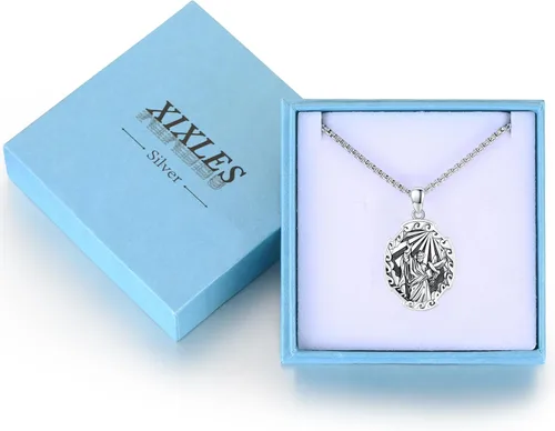 Miniatura 639 de Collar con colgante de plata de ley 925 con medalla de San Patrón, joyería religiosa para hombres y mujeres, con cadena de acero inoxidable 316L