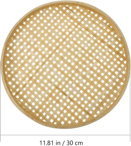 Miniatura 6 de BESTonZON Cesta de tejido para múltiples usos, tamiz natural hecho a mano para almacenamiento de alimentos, aperitivos y artículos diversos para 30cm